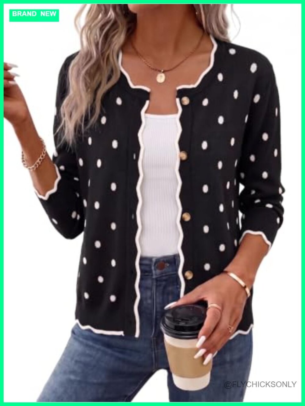 Knit Cardigan Sweater for Women Long Sleeve Open Front Cotton Cropped Button